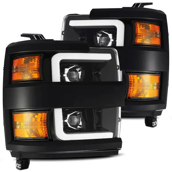 Alpharex Pro-Series Halogen Projector Headlights - Jet Black, 2015-2019 Silverado Lml/L5p 1