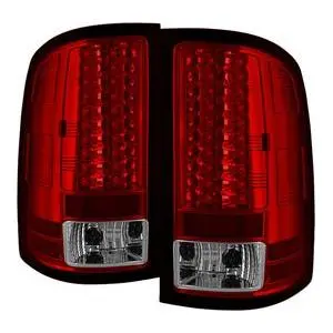 Spyder V2 Led Tail Lights - Red Clear Sierra 2007.5-2014 Lmm/Lml 1
