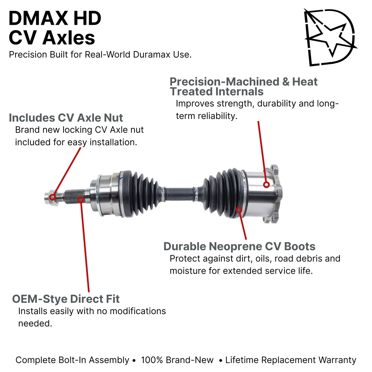 Dmax Hd Front Cv Axle Assembly, 2001-2010 Lb7/Lly/Lbz/Lmm 2