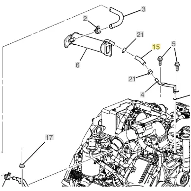 Egr Cooler To Thermostat Housing Hose, 2006-2007 Lbz 1