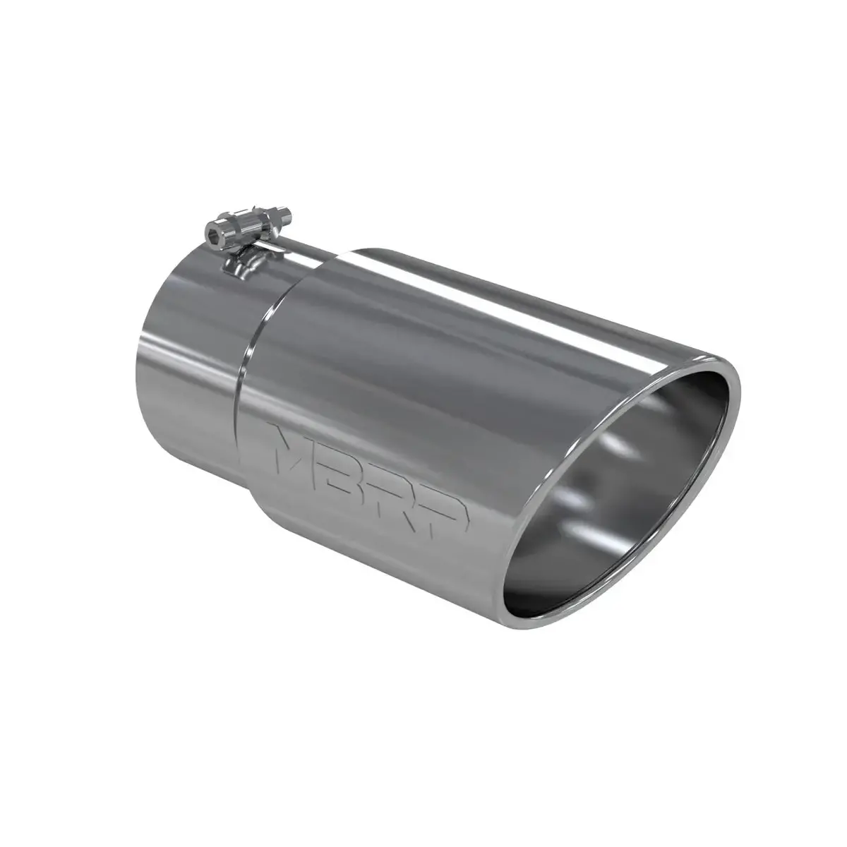 Mbrp 5"X6"X12" Rolled Edge, Single Wall, Angle Cut, T304 Stainless Tip 1
