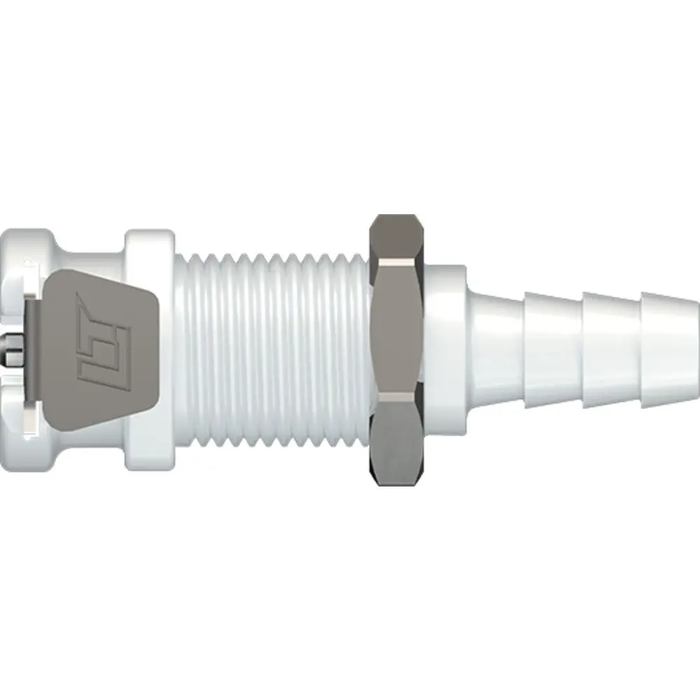 Linktech 20Ac Series Panel Mt. Female, Valved, 1/4" Hb, Natural Acetal, Buna N 1