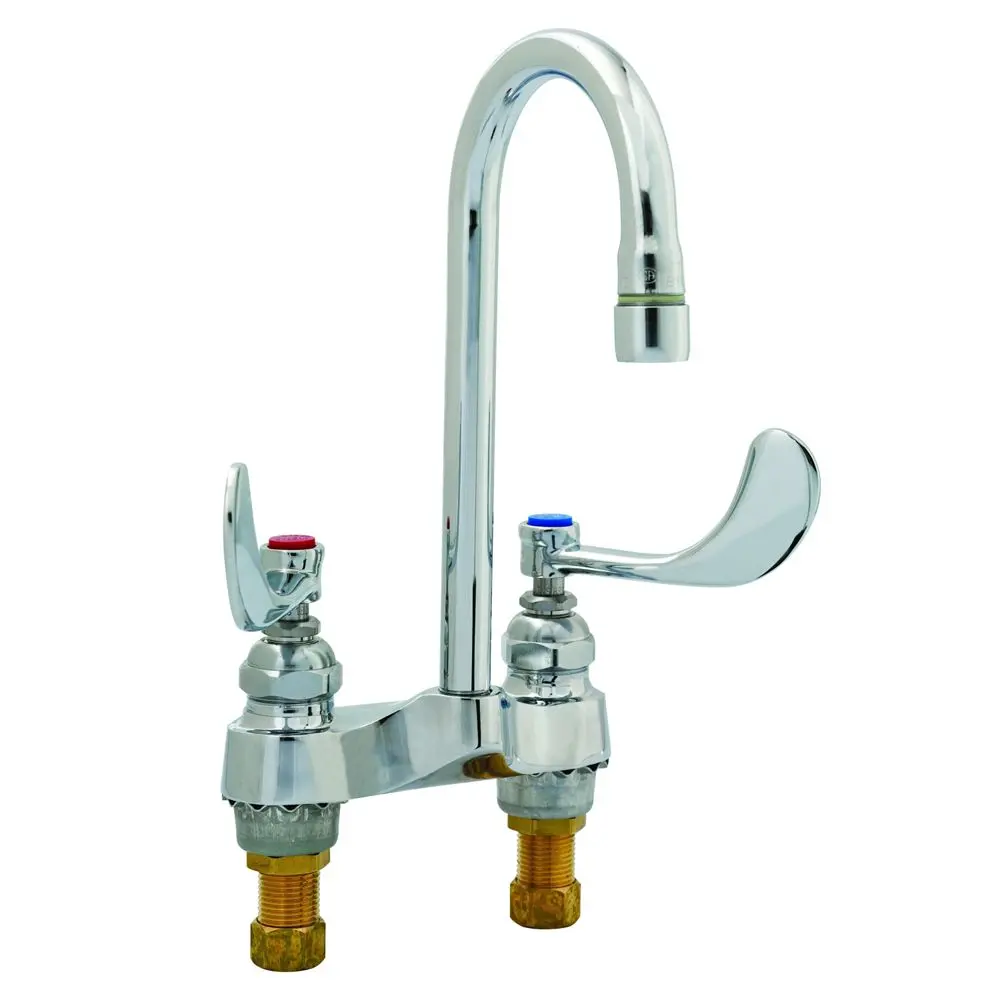 T&S Brass B-0892-01 Deck Mounted Medical Lavatory Faucet, Rigid Gooseneck 4-1/16" Spread 1