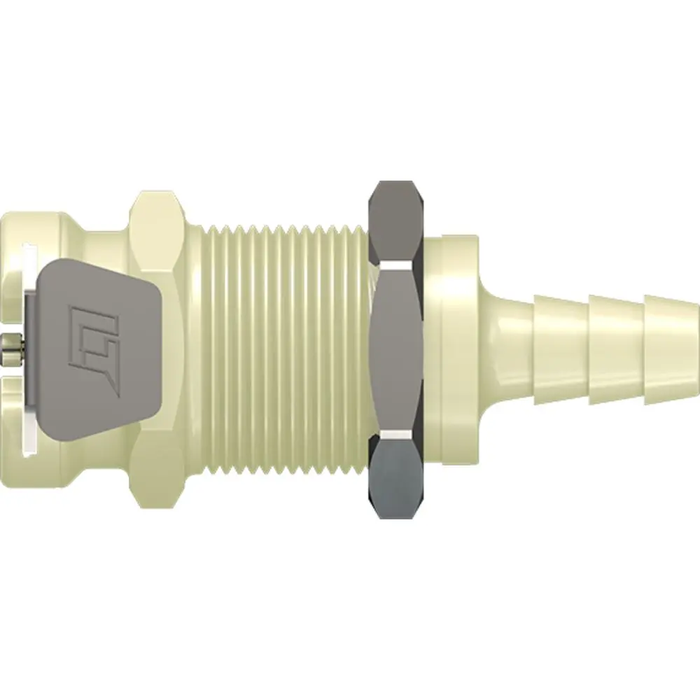 Linktech 40Pp Series Panel Mt. Female, Non-Valved, 1/4" Hb, Molded Almond Color, Polypropylene 1