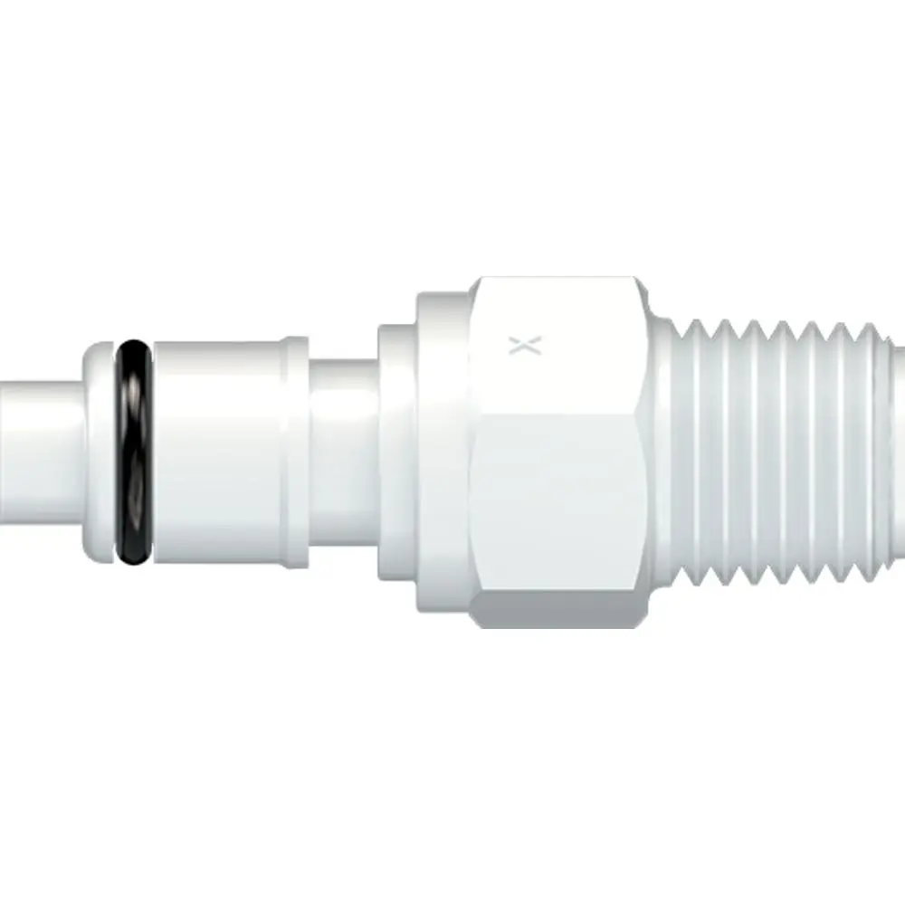 Linktech 50Ac Series Male Thread Male, Valved, 1/4" Mnpt, Natural Acetal, Buna N 1