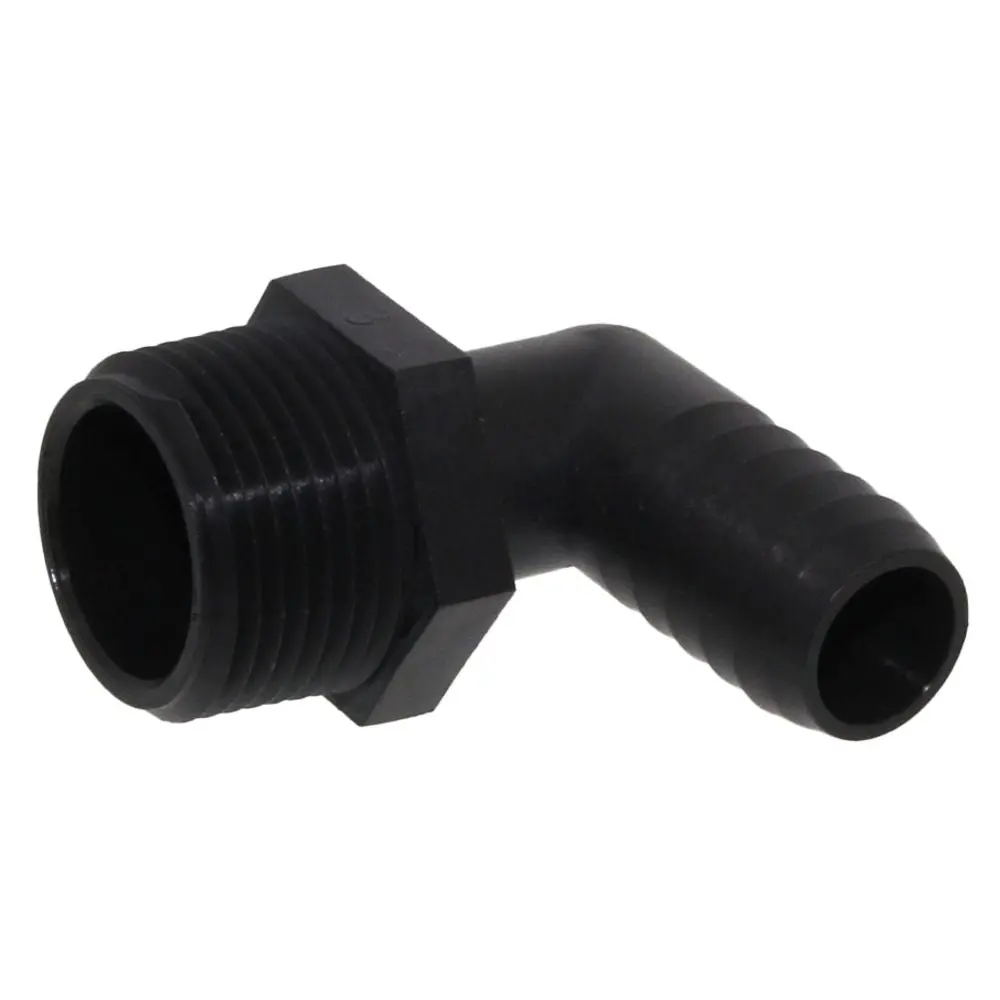 Male Elbow Barb X Male Npt - 1/2" Hb X 1" Mnpt - Black Polypropylene 3