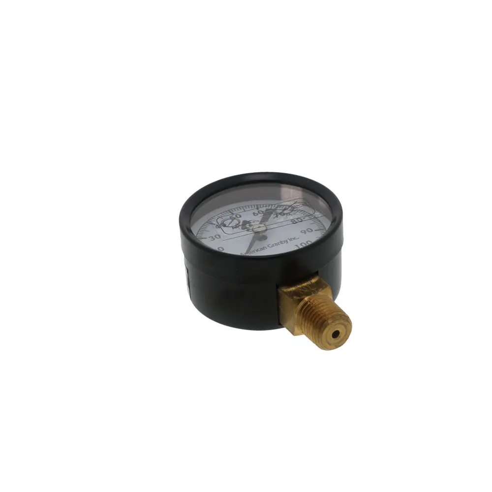 Water Pressure Gauge 100 Psi, 1/4" Mpt, 2.0" Glass Dial, Lead Free Brass, Lower Mount, Black Steel Case 1