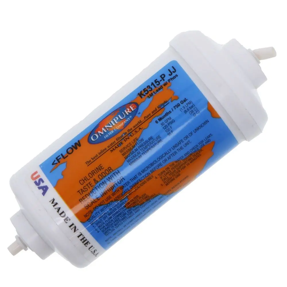 Omnipure Inline K5315-P-Jj 1 Mic Cto/Lead/Cyst (W/ Scale Reduction) - 6" X 2.5" Filter - 1/4" Quick Connect 2