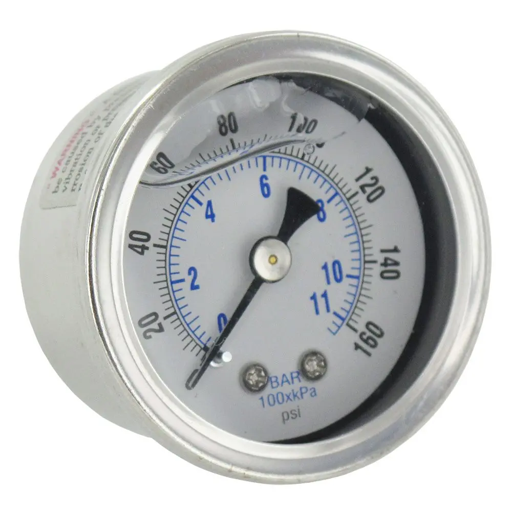 Water Pressure Gauge 160 Psi, 1/8" Mpt, 1.5" Plastic Dial, Center Mount, Ss Case 1