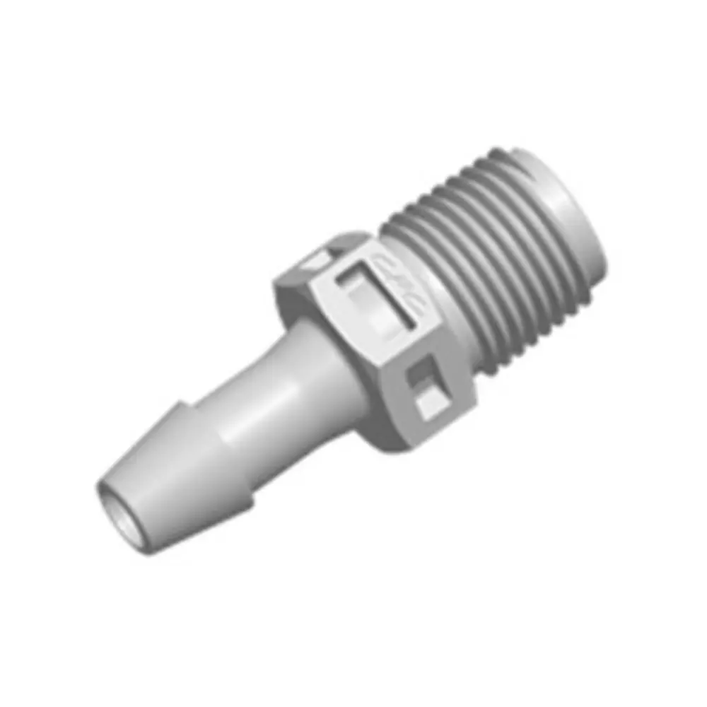 Fitquik Polypropylene Thread To Tube Straight Fitting - 1/8 Npt To 3/16 Id Barb 1