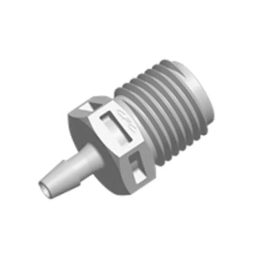 Fitquik Pvdf (Kynar) Thread To Tube Straight Fitting - 1/4 Npt To 1/8 Id Barb 1
