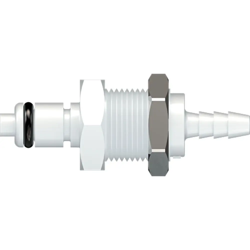 Linktech 20Ac Series Panel Mt. Male, Valved, 1/8" Hb, Natural Acetal, Buna N 1