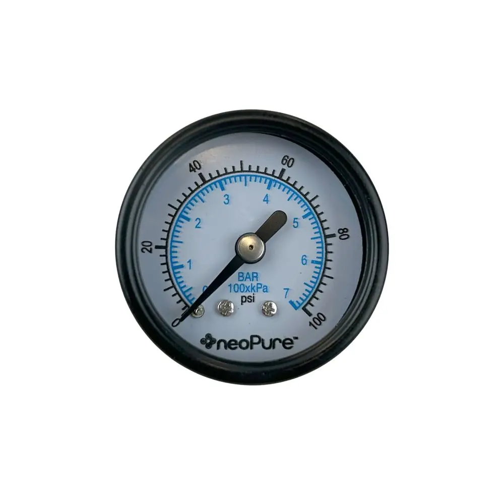 Water Pressure Gauge - 100 Psi, 1/8" Mpt, 1.5" Glass Dial, Center Mount, Black Steel Case 1