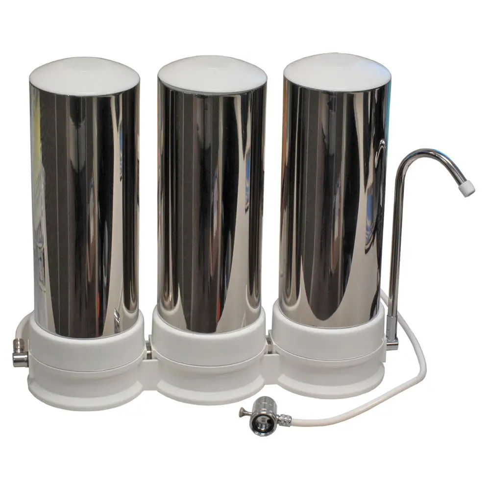 Qmp604 Stainless Steel Triple Countertop Water Filter System 1