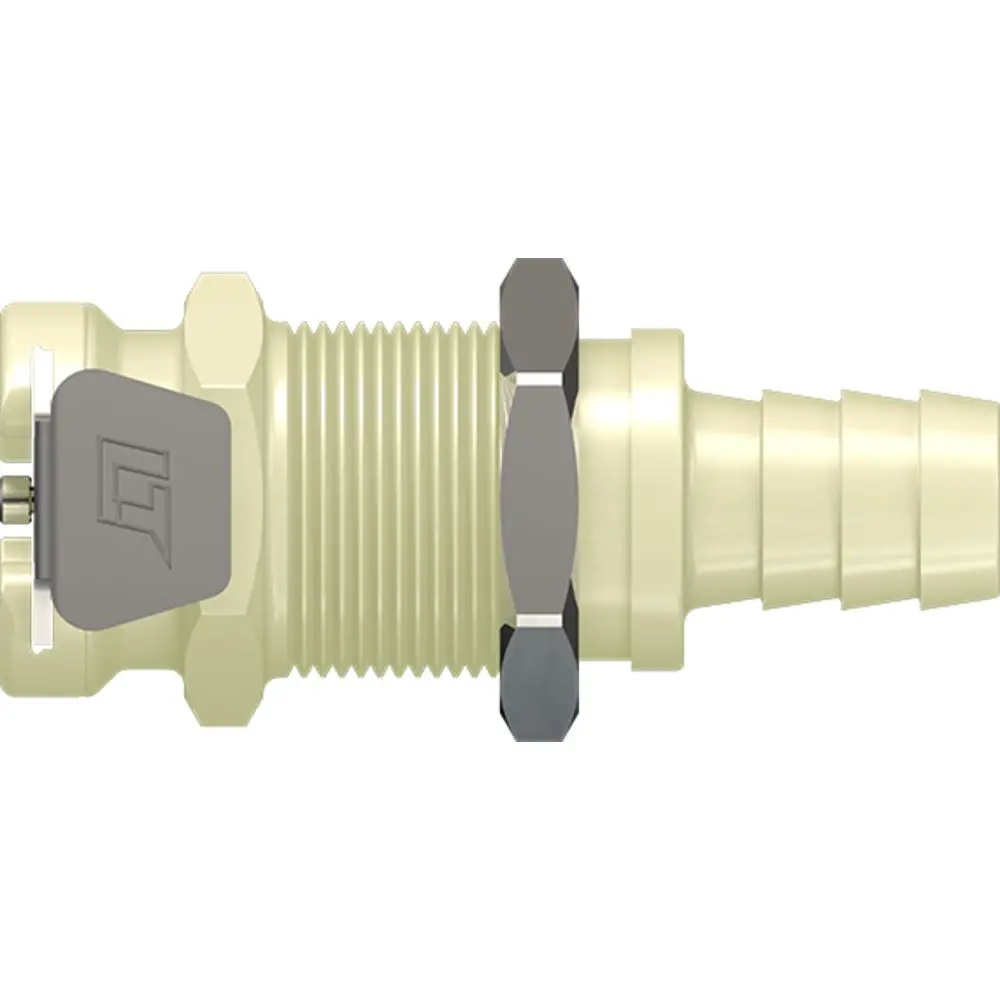 Linktech 40Pp Series Panel Mt. Female, Valved, 1/4" Hb, Molded Almond Color, Polypropylene 1