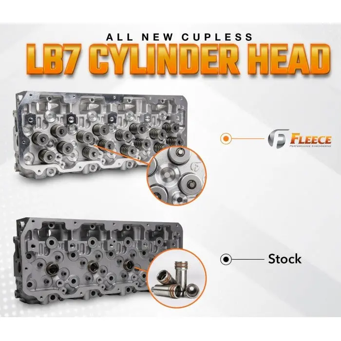 Fleece Performance Cupless Cylinder Head Set, 2001-2004 Lb7 3