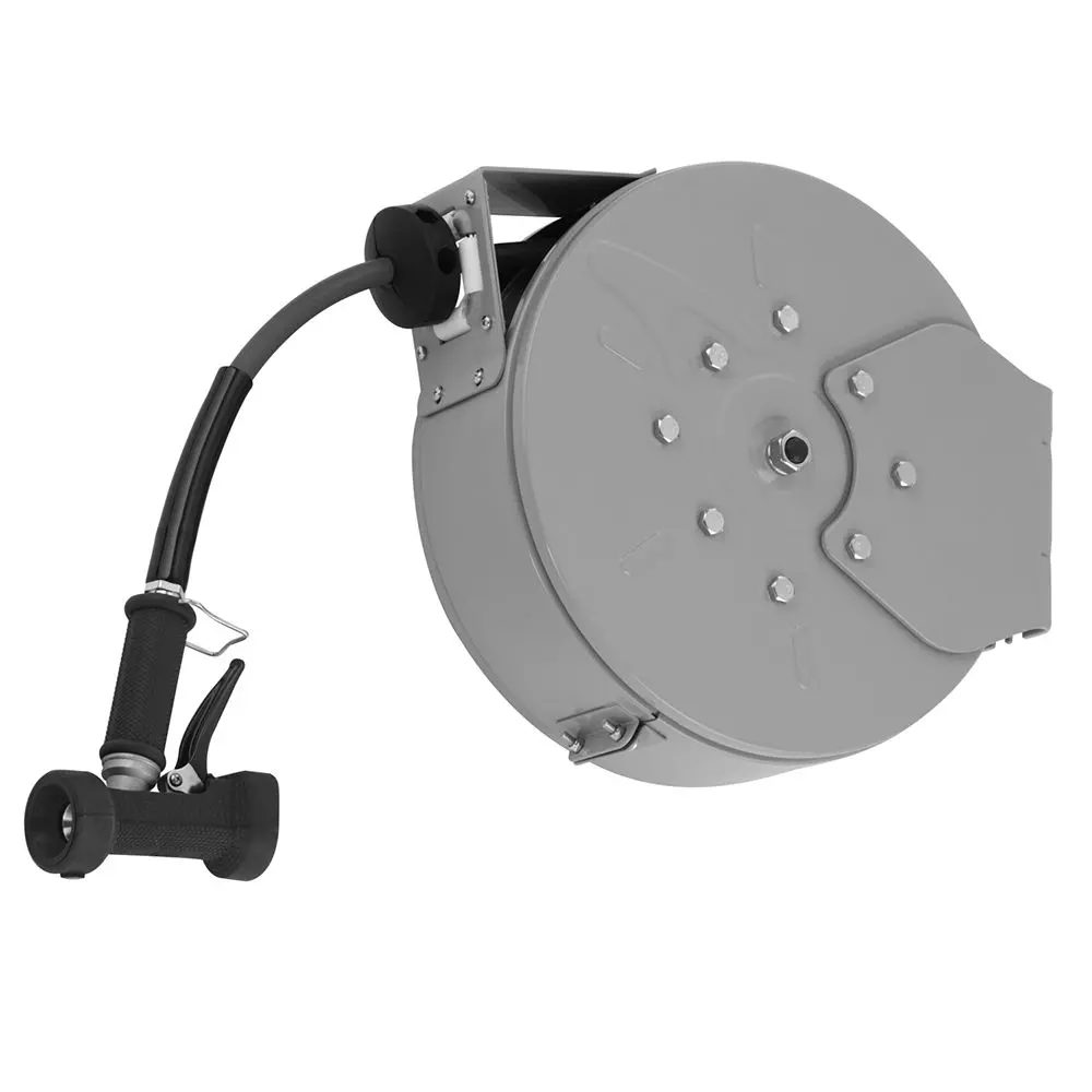 T&S Brass B-7222-C02 Enclosed Epoxy Coated Steel Hose Reel With Rear Trigger Water Gun, 3/8 Id X 30Ft Hd Hose 1
