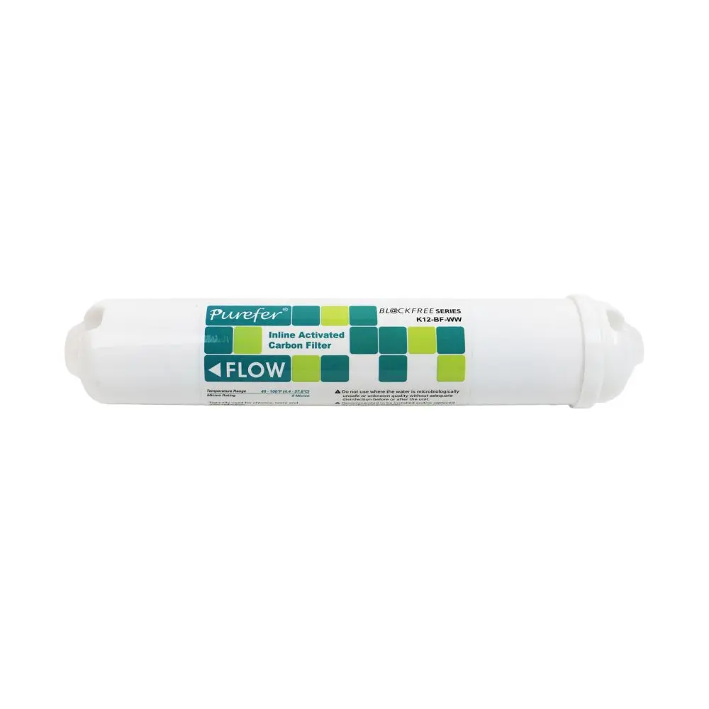 T33 10" Inline Gac Filter, Blockfree, White, Standard Label, 1000 Iodine, Qc 1