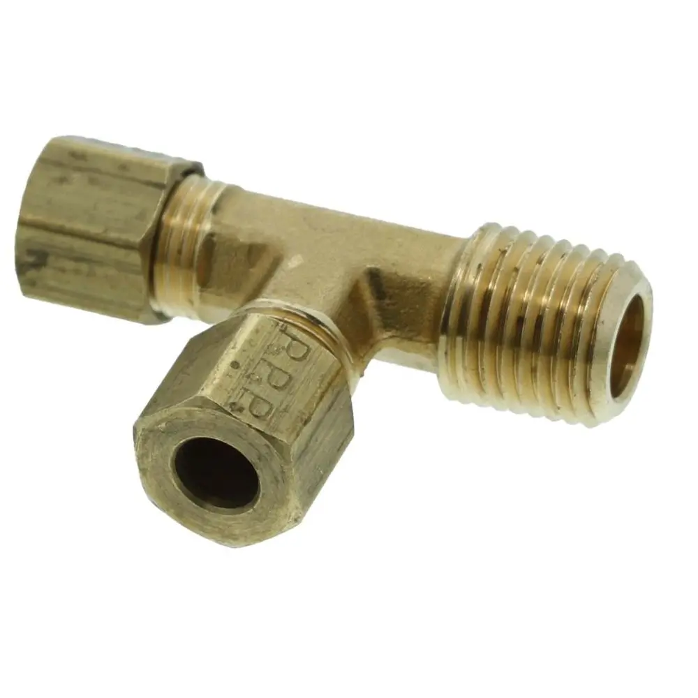 Brass Run Tee 1/4" Compress X 1/4" Mpt 1