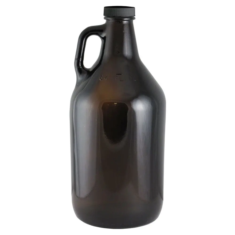 Amber 64Oz Glass Beer Growler Or Water Bottle With Cap 1