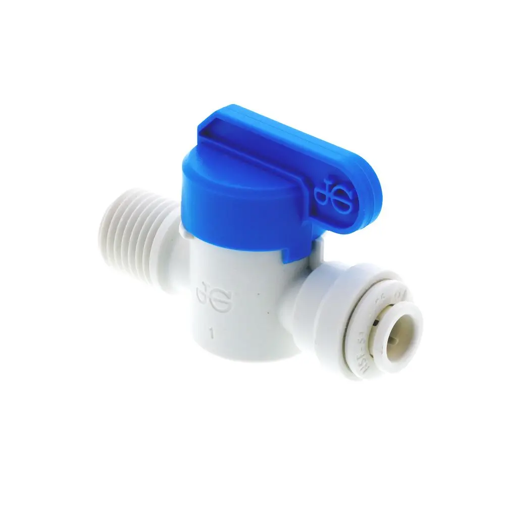John Guest Shut-Off Valve Polypro Male Nptf - 1/4 Tube X 1/4 Male Nptf 1