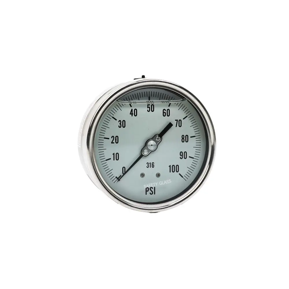 Water Pressure Gauge 100 Psi, 1/4" Mpt, 4" Dial, Lower Back Mount, All Ss 1
