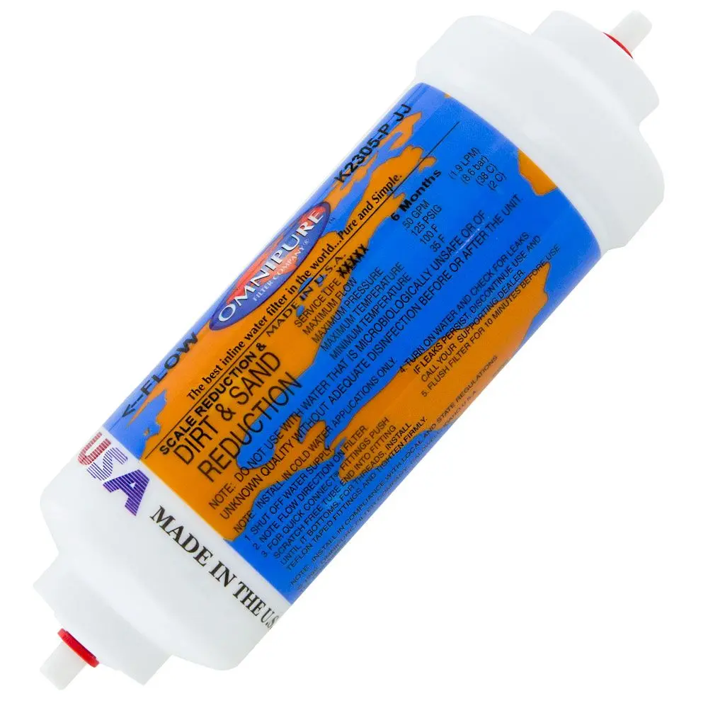 Omnipure Inline K2305-P-Jj 5 Mic Sediment Prefilter (W/ Scale Reduction) - 6" X 2" Filter - 1/4" Quick Connect 1
