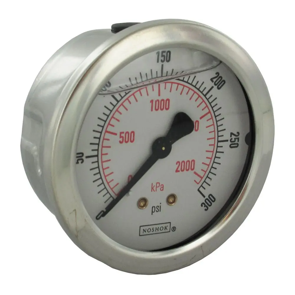 Noshok Center Mount 2.5" Water Pressure Gauge 0-300 Psi, Ss, 1/4" Npt 1