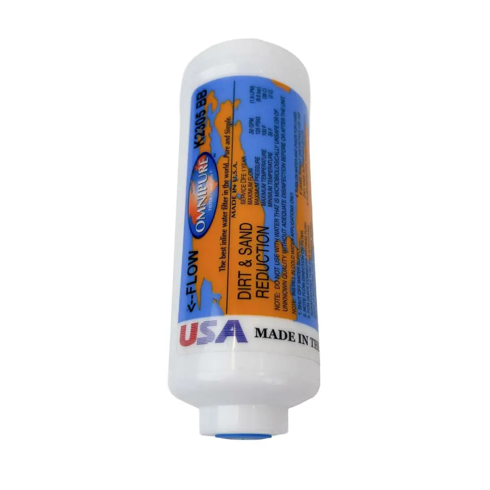 Omnipure Inline K2305-Bb 5 Mic Sediment Prefilter - 6" X 2" Filter - 1/4" Fpt 2