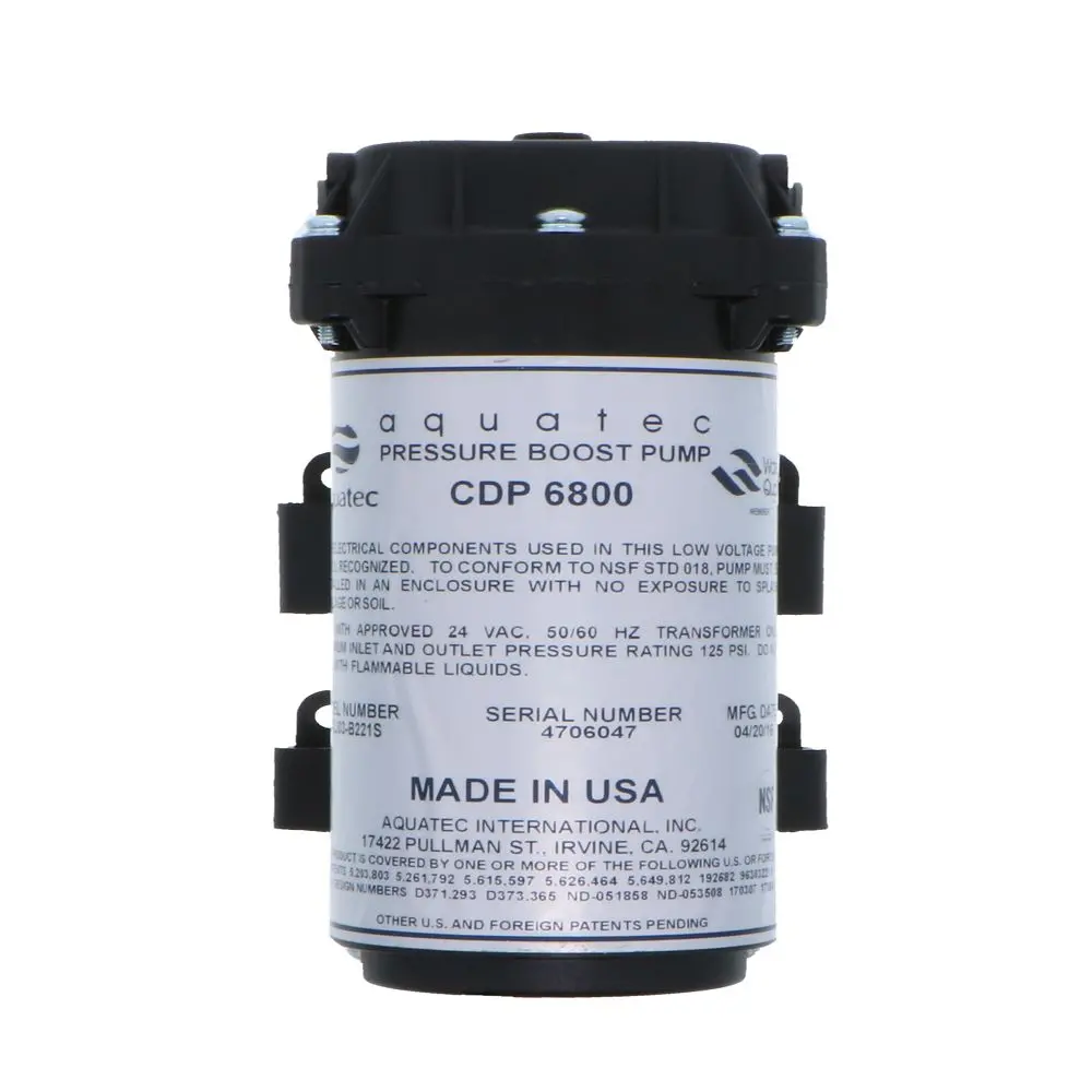 Aquatec 6800 Series Ro Booster Pump For Up To 50 Gpd, 1/4"Jg, 24 Vac 1