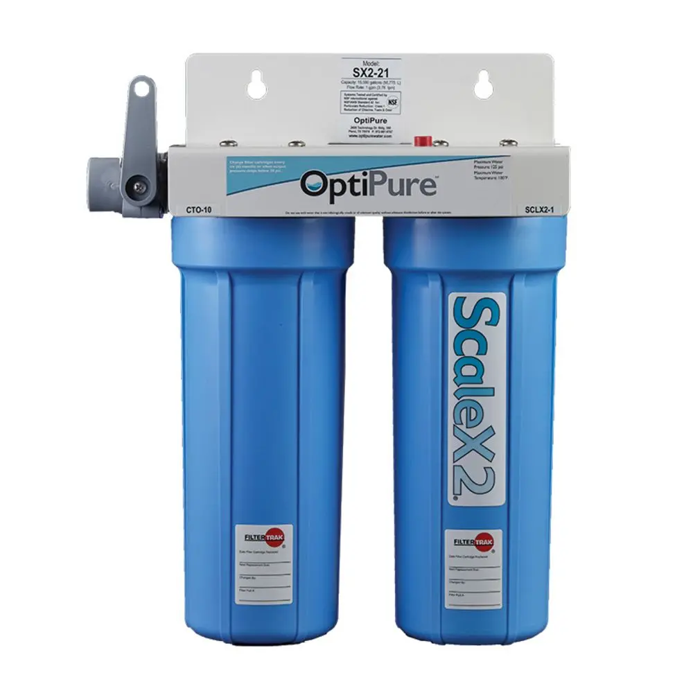 Optipure 10" Dual Housing Water W/ Sediment 0.5 Micron 1.5 Gpm 15K Cap Scale System 1