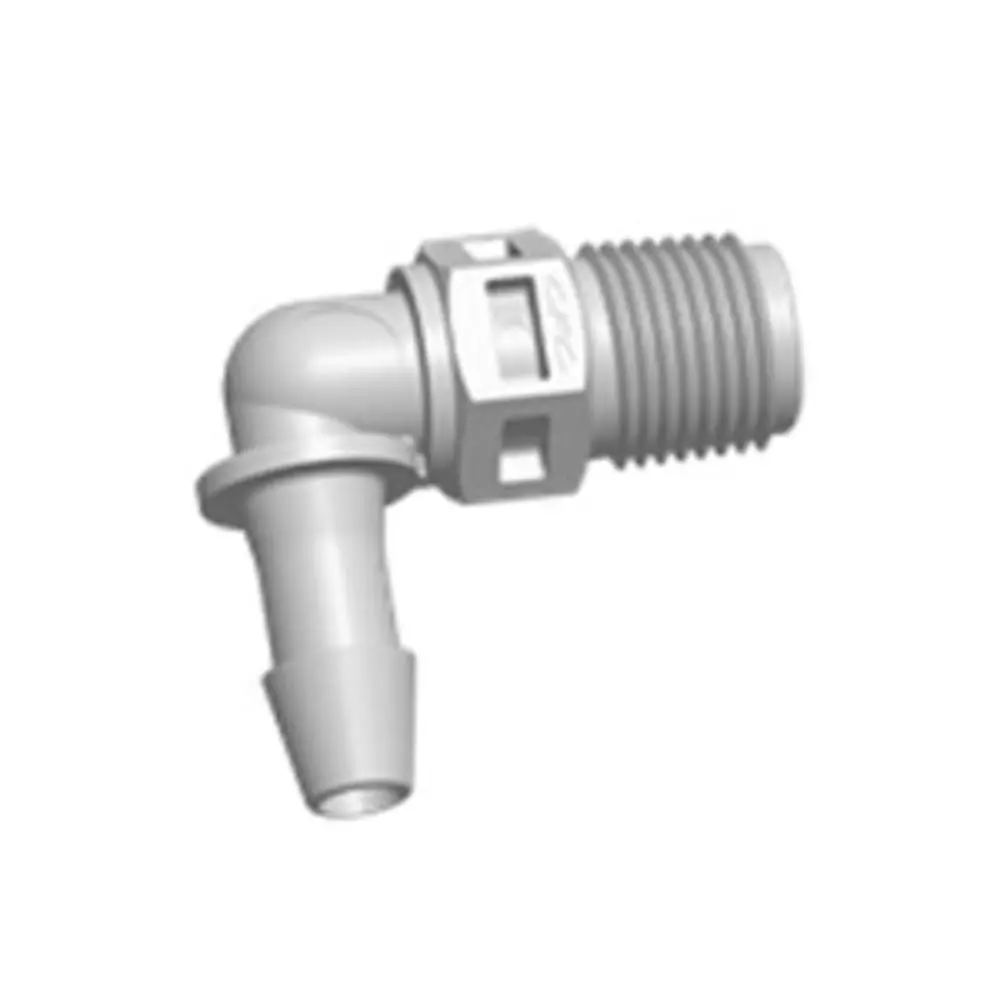 Fitquik Pvdf (Kynar) Thread To Tube Elbow Fitting - 1/8 Npt To 3/16 Id Barb 1