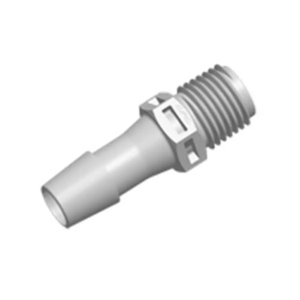 Fitquik Pvdf (Kynar) Thread To Tube Straight Fitting - 1/4 Npt To 3/8 Id Barb 1