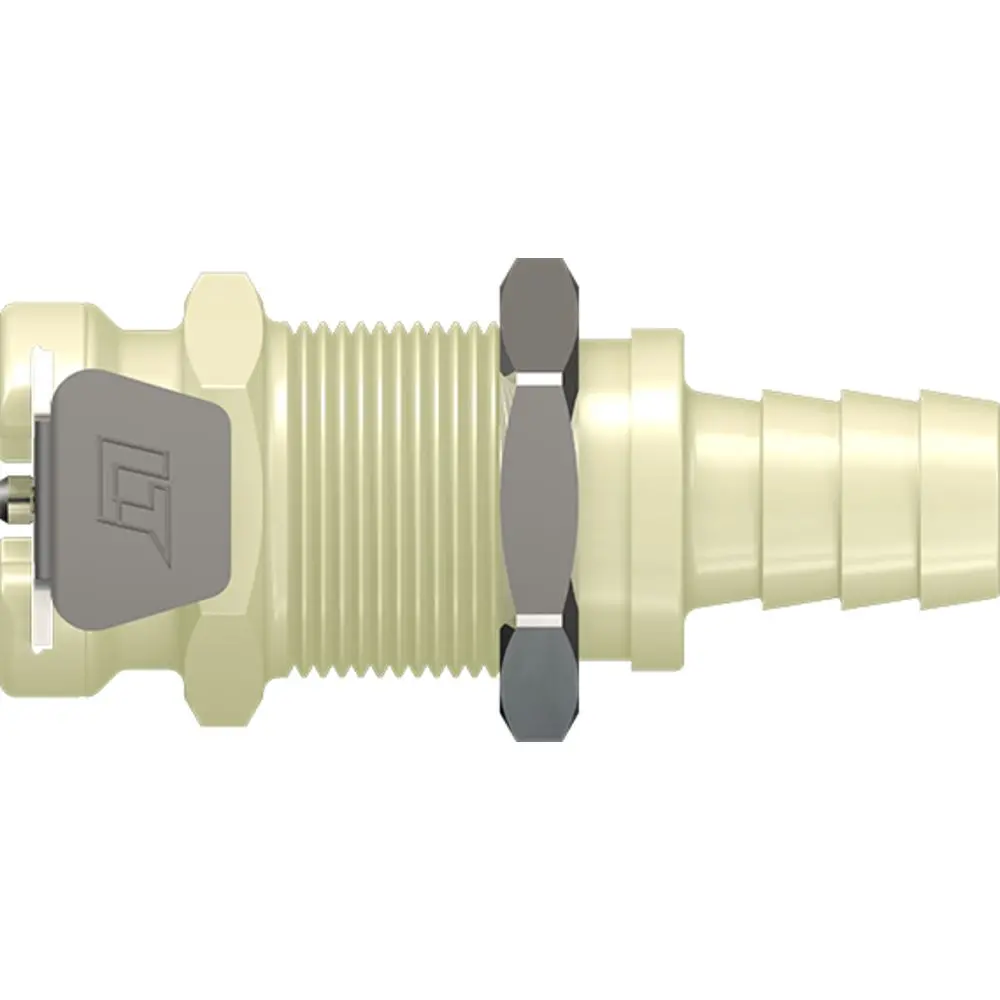 Linktech 40Pp Series Panel Mt. Female, Valved, 3/8" Hb, Molded Almond Color, Polypropylene 1