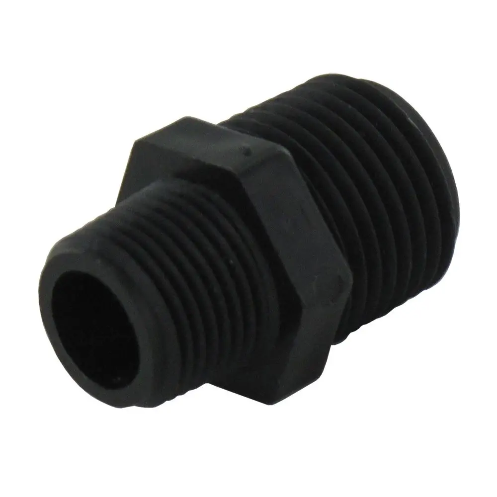 Nipple Hex - 1/2 X 3/8 Mpt Black Polypropylene 1