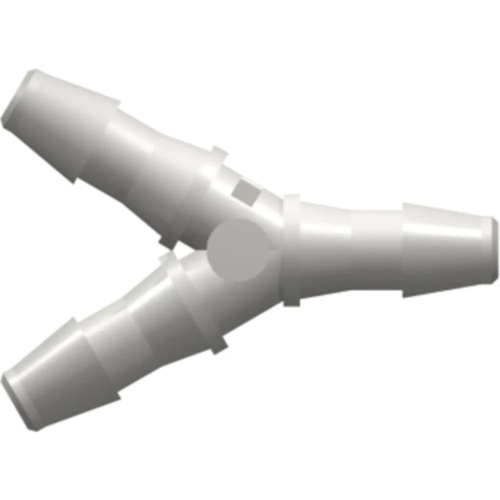 Y Tube Fitting With 200 Series Barbs, 5/32" (4.0 Mm) Id Tubing, Natural Kynar Pvdf 1