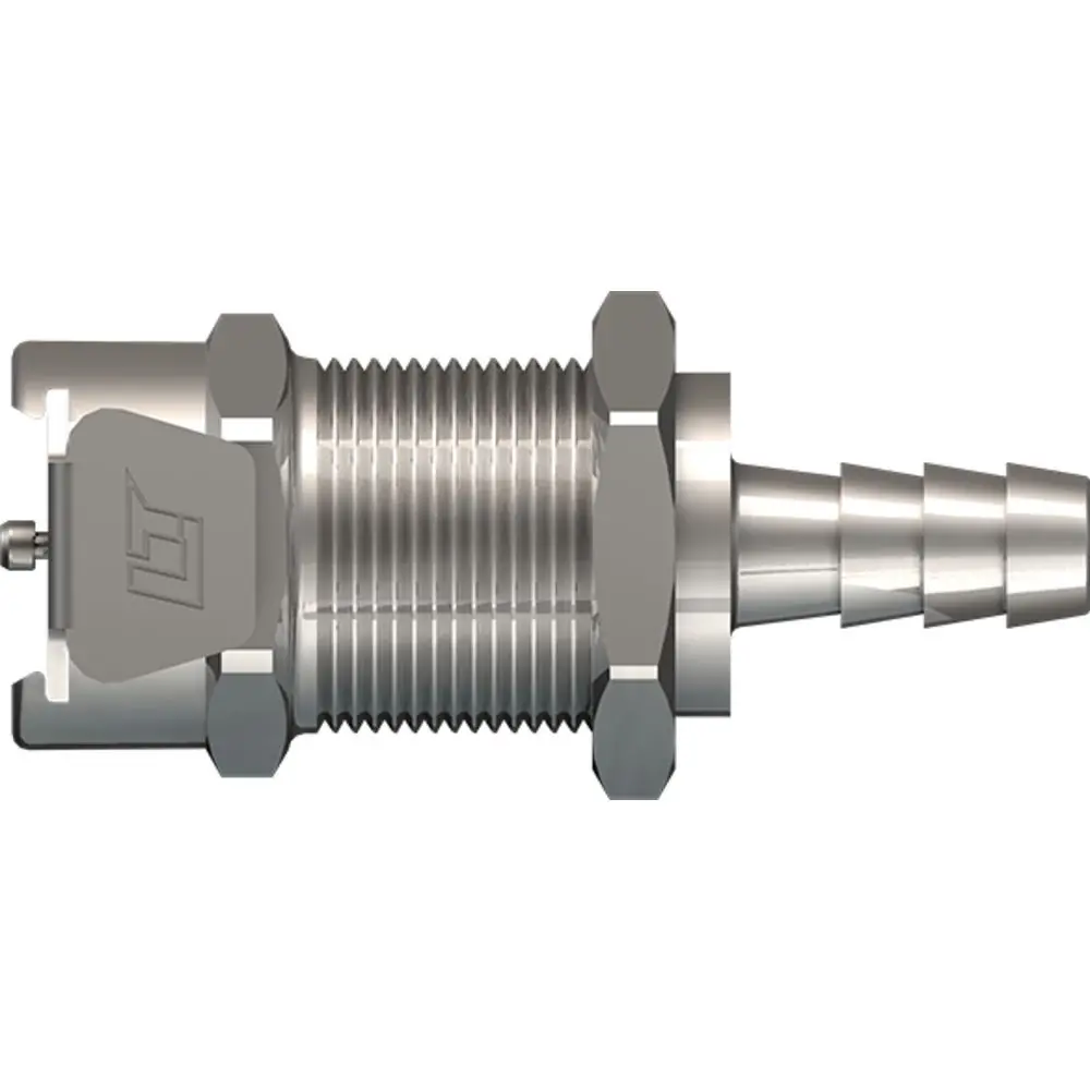 Linktech 40Cb Series Panel Mt. Female, Valved, 1/4" Hb, Chrome Brass, Buna N 1