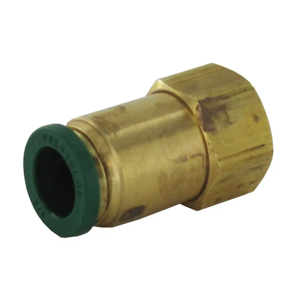 Parker Prestolok Lead-Free Brass Fitting Female Flare - 3/8 Qc X 1/4 Ffl - Tarnished Condition 1