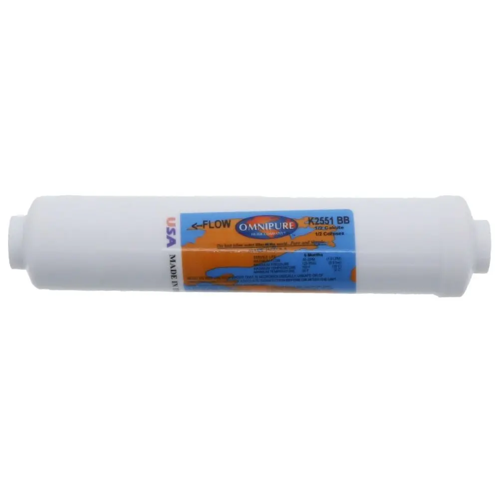 Omnipure Inline K2551-C/C-Bb 50% Calcite, 50% Corosex - 10" X 2" Filter - 1/4" Fpt 2