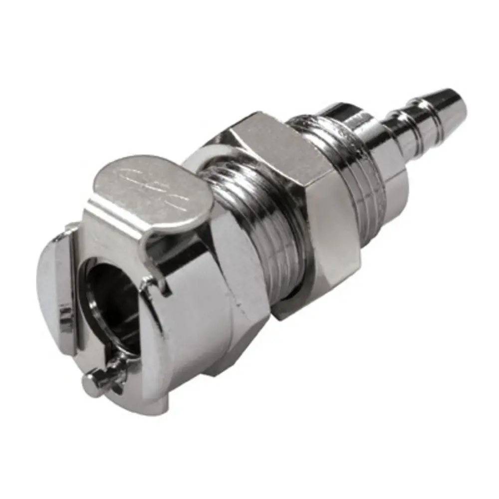 1/8 Hose Barb Non-Valved Panel Mount Chrome-Plated Brass Coupling Body - Blue 1