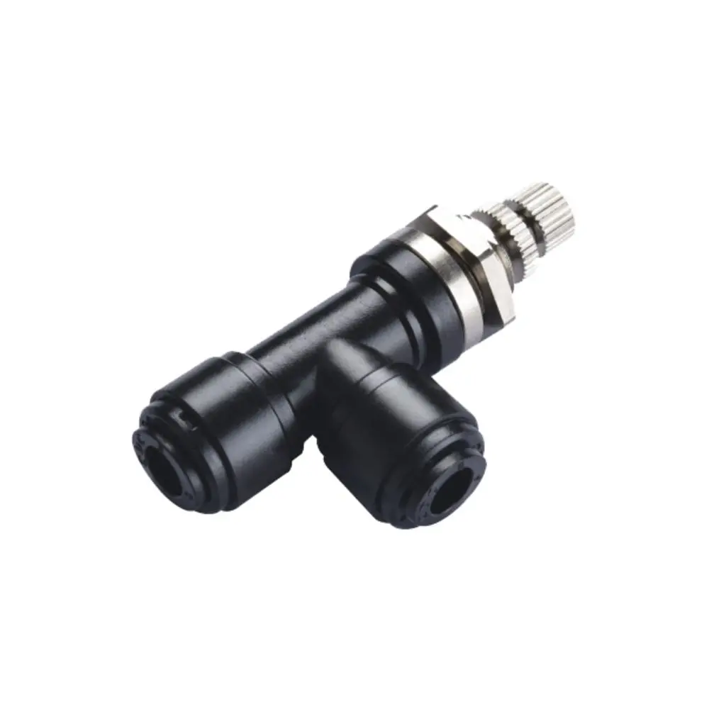 Neofit - Acetal Black Flow Control Elbow Bulkhead 1/4" Tube 1
