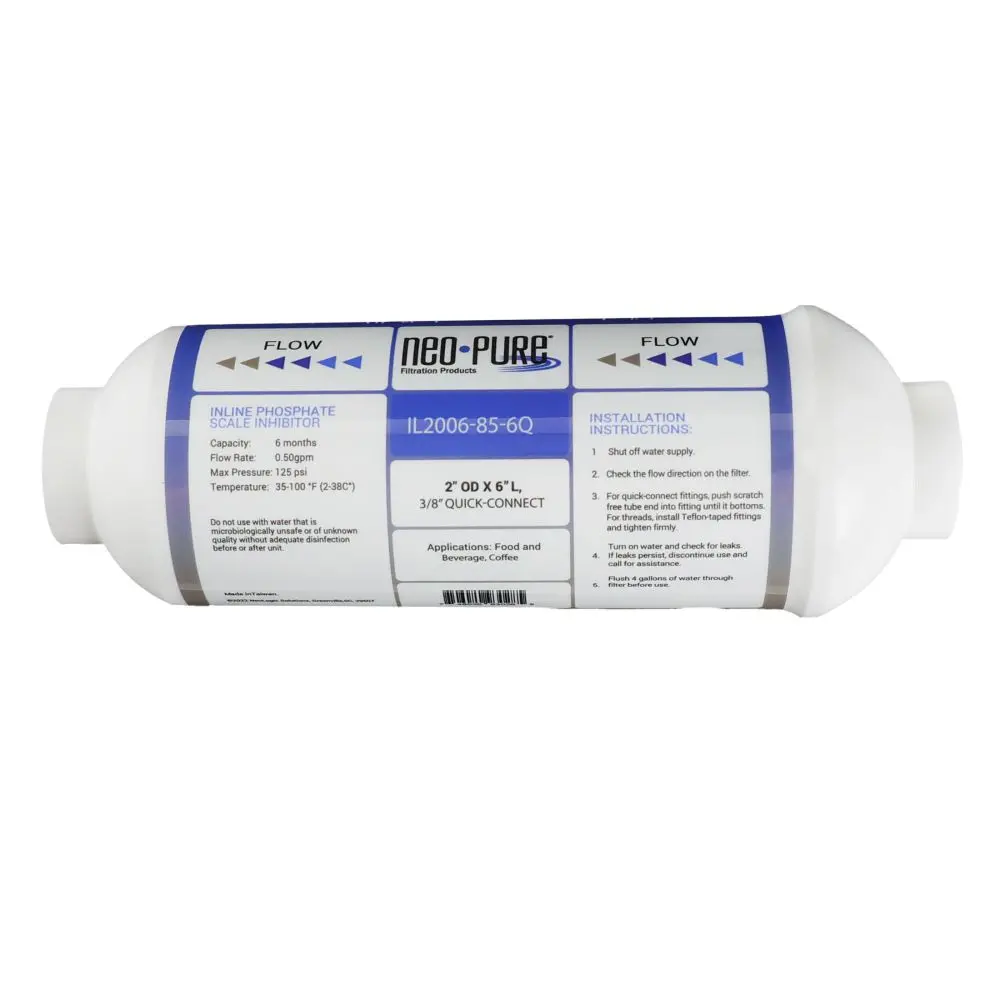 Neo-Pure Inline 2X6 Phosphate Scale Inhibitor With Sediment Pad, 3/8 Qc Filter 1