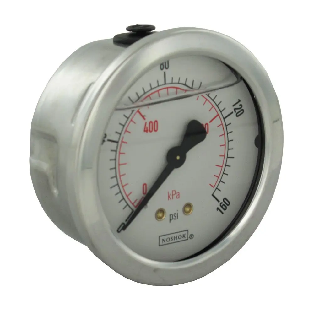 Noshok Center Mount 2.5" Water Pressure Gauge 0-160 Psi, Ss, 1/4" Npt 1