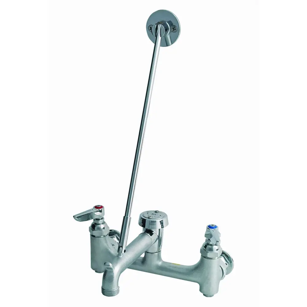 T&S Brass B-0665-Cr-Bstr Wall Mount Rough Chrome Service Sink Faucet W/ Stops And Cerama Cartridges 1