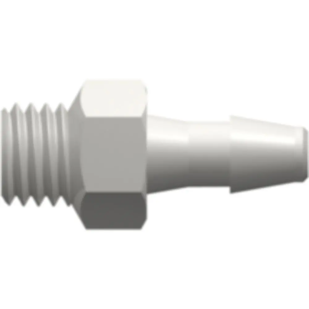Linktech 1/4-28 Unf Thread With 5/16" Hex To 200 Series Barb, 1/8" (3.2 Mm) Id Tubing, White Nylon 1