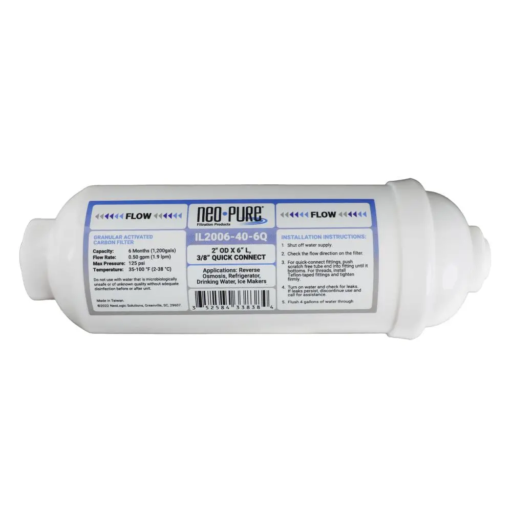 Neo-Pure Inline 2X6 Gac Cto 3/8" Quick Connect Filter 1