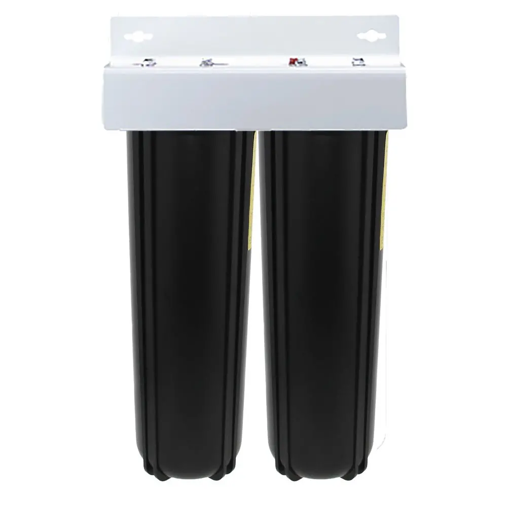 20" Big Flow Twin Series Plumbed Filter Housing Diy 1.5" Fpt 1