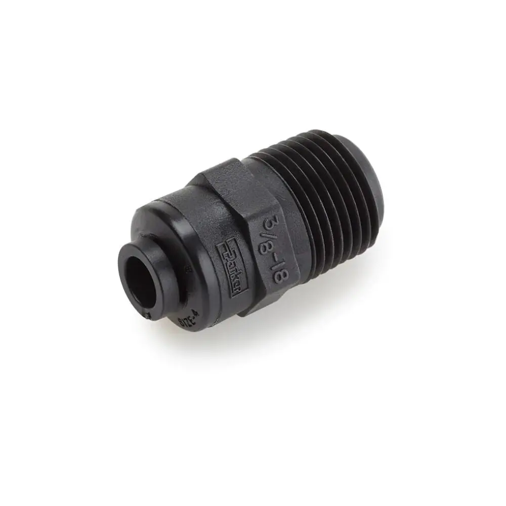 Black Kynar Pvdf Male Connector - 3/8 X 1/8 Nptf 1