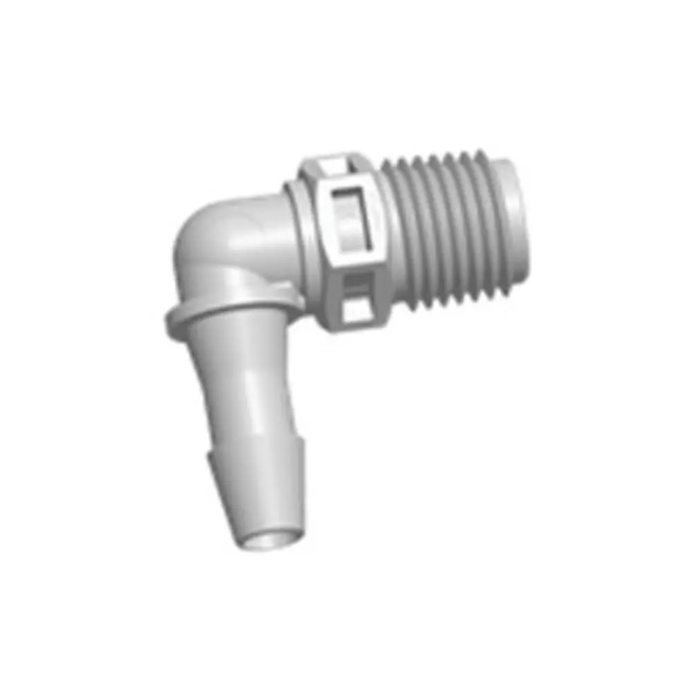 Fitquik Pvdf (Kynar) Thread To Tube Elbow Fitting - 1/4 Mpt To 1/4 Id Barb 1