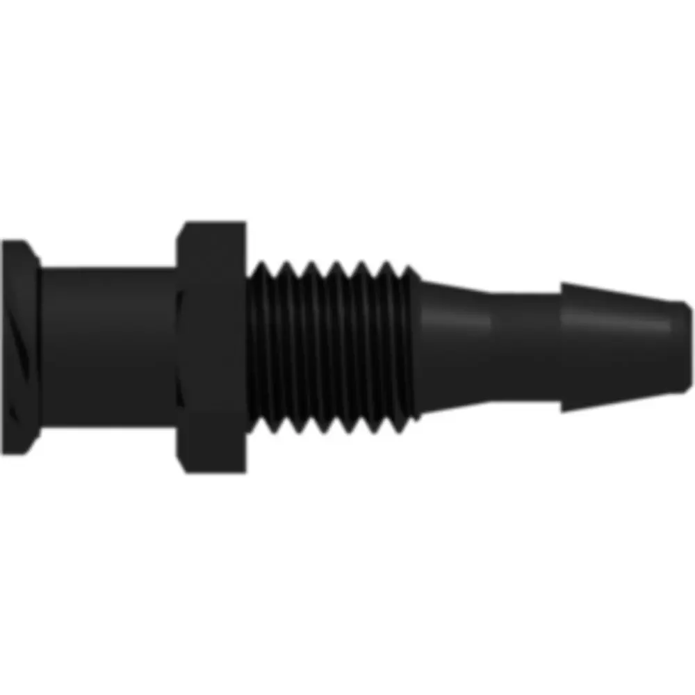 Linktech Female Luer Thread Style Panel Mount 1/4-28 Unf To 200 Series Barb, 1/8" (3.2 Mm) Id Tubing, Black 1